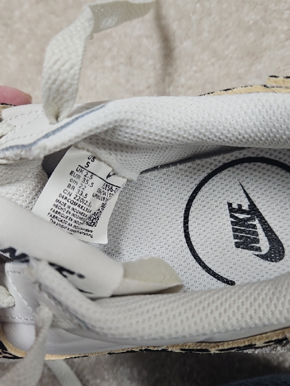 Nike Women’s White Sneakers with Leopard Swoosh Accent - Picture 3 of 5